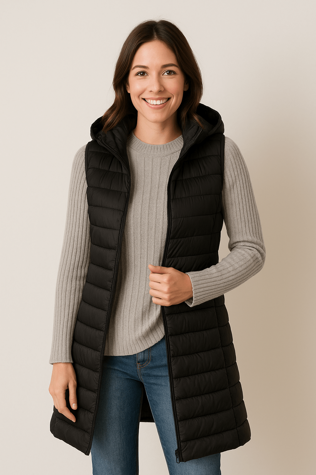 Amalie – Quilted Jacket with Hood – Padded – Black 8