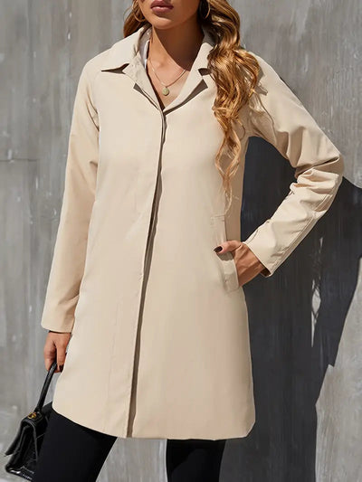 Amara – Long Trench Coat Women – Cotton-Polyester Blend – Beige 1