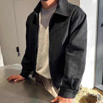 Antonio – Men's Leather Jacket – Vintage Faux – Black/Brown 3