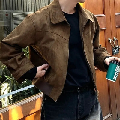 Antonio – Men's Leather Jacket – Vintage Faux – Black/Brown 7