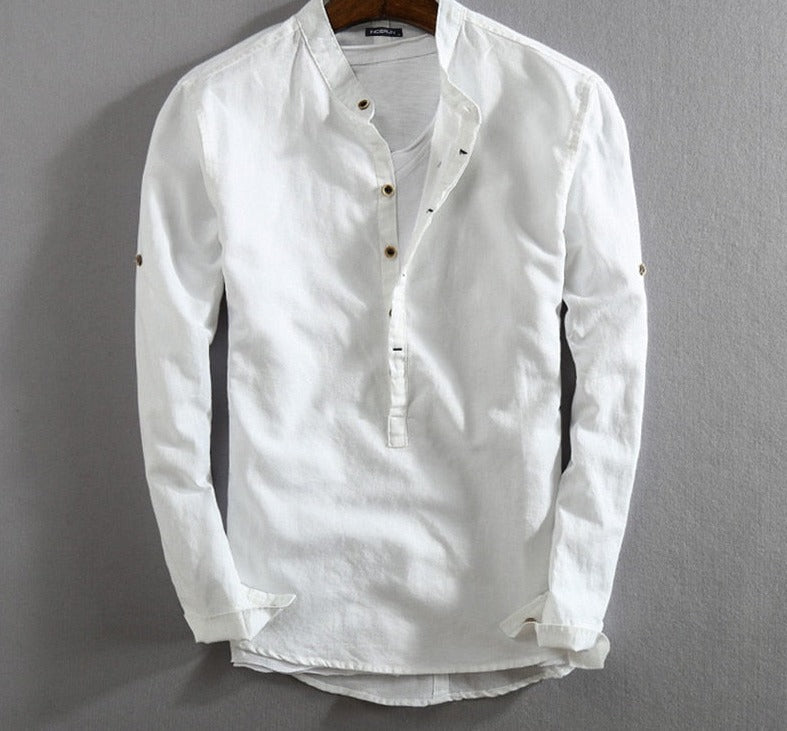 AntoniosClothing – Casual Long-Sleeve Men's Shirt – Cotton Blend – Solid Color 5