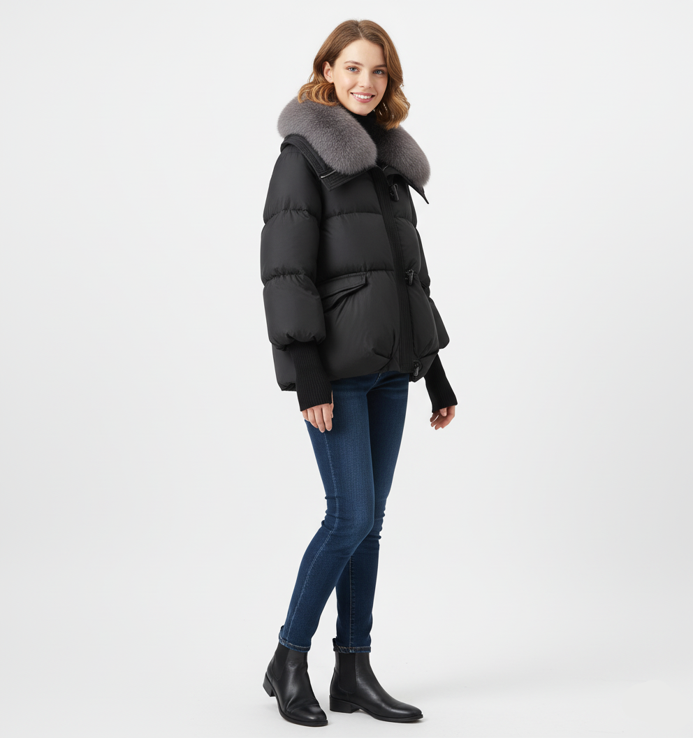 Aurora – Black Down Jacket – Feather Insulation 5