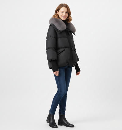 Aurora – Black Down Jacket – Feather Insulation 5