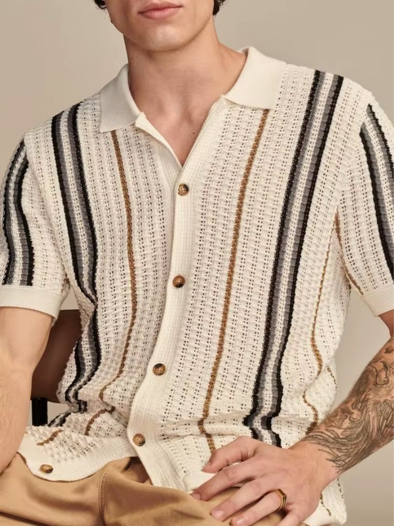 Beniros – Vintage Stripe Knit Shirt – Lightweight – Summer 5