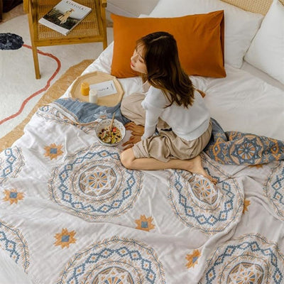 Throw Blanket – Boho Mandala Design – 100% Cotton – Multicolor – 130 x 150 cm – Serene Collection 3