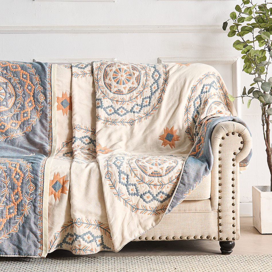 Throw Blanket – Boho Mandala Design – 100% Cotton – Multicolor – 130 x 150 cm – Serene Collection 5
