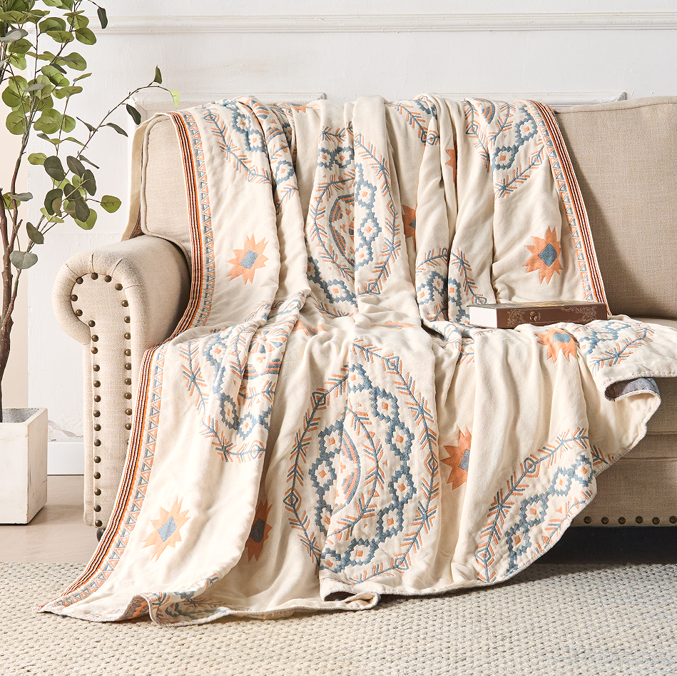 Throw Blanket – Boho Mandala Design – 100% Cotton – Multicolor – 130 x 150 cm – Serene Collection 6