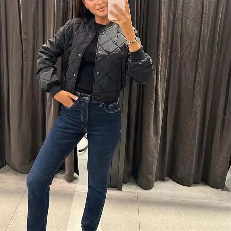 Brynlee – Casual Bomber Jacket – Warm – Black 1