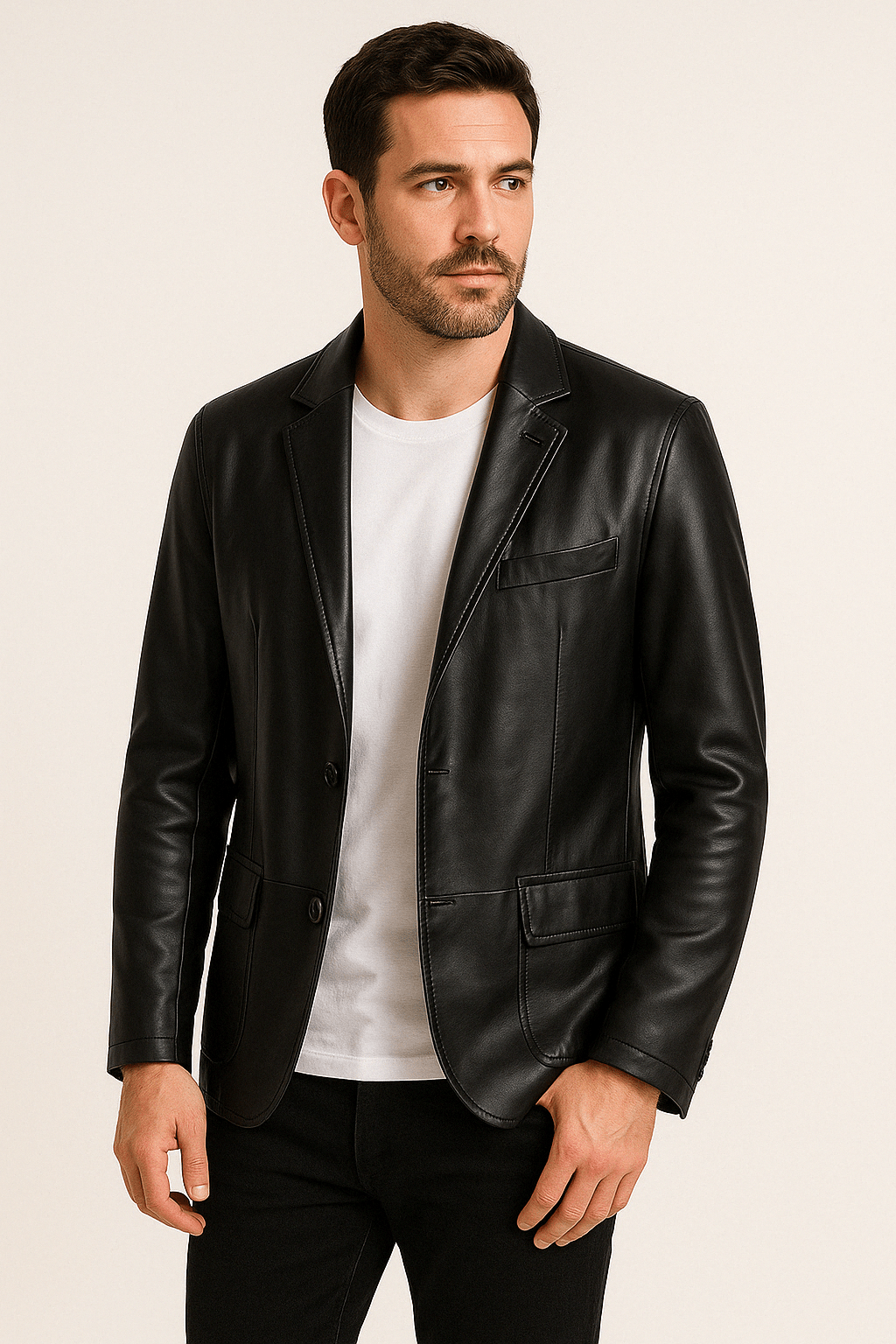 Carsten – Classic Leather Jacket – PU Leather – Black 1