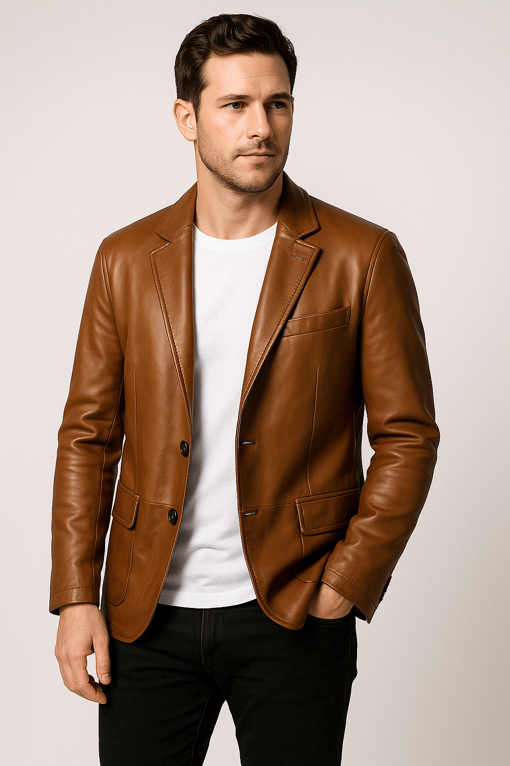 Carsten – Classic Leather Jacket – PU Leather – Black 2