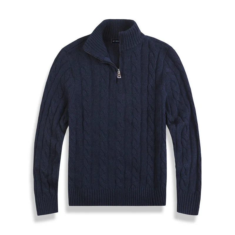 Castello – Men's Cotton Half-Zip Sweater – Navy 6