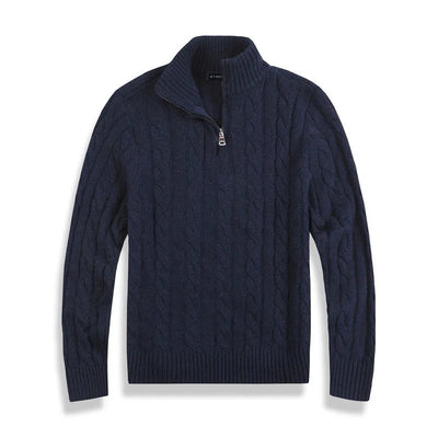 Castello – Men's Cotton Half-Zip Sweater – Navy 6