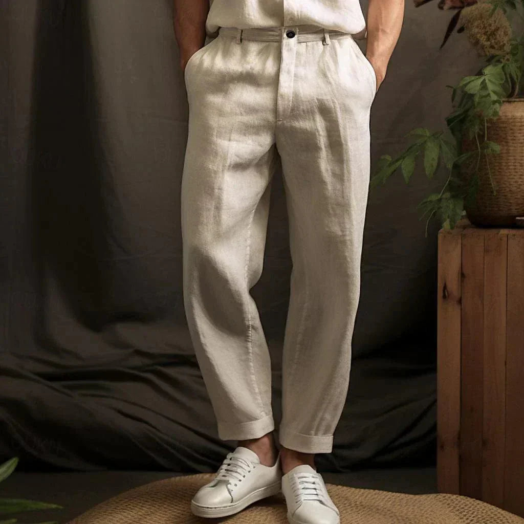 Casual Men's Linen Pants – Light Beige 0