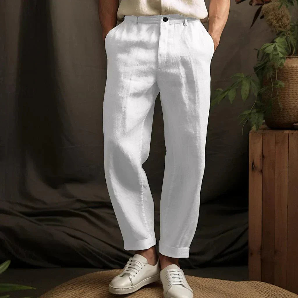 Casual Men's Linen Pants – Light Beige 1