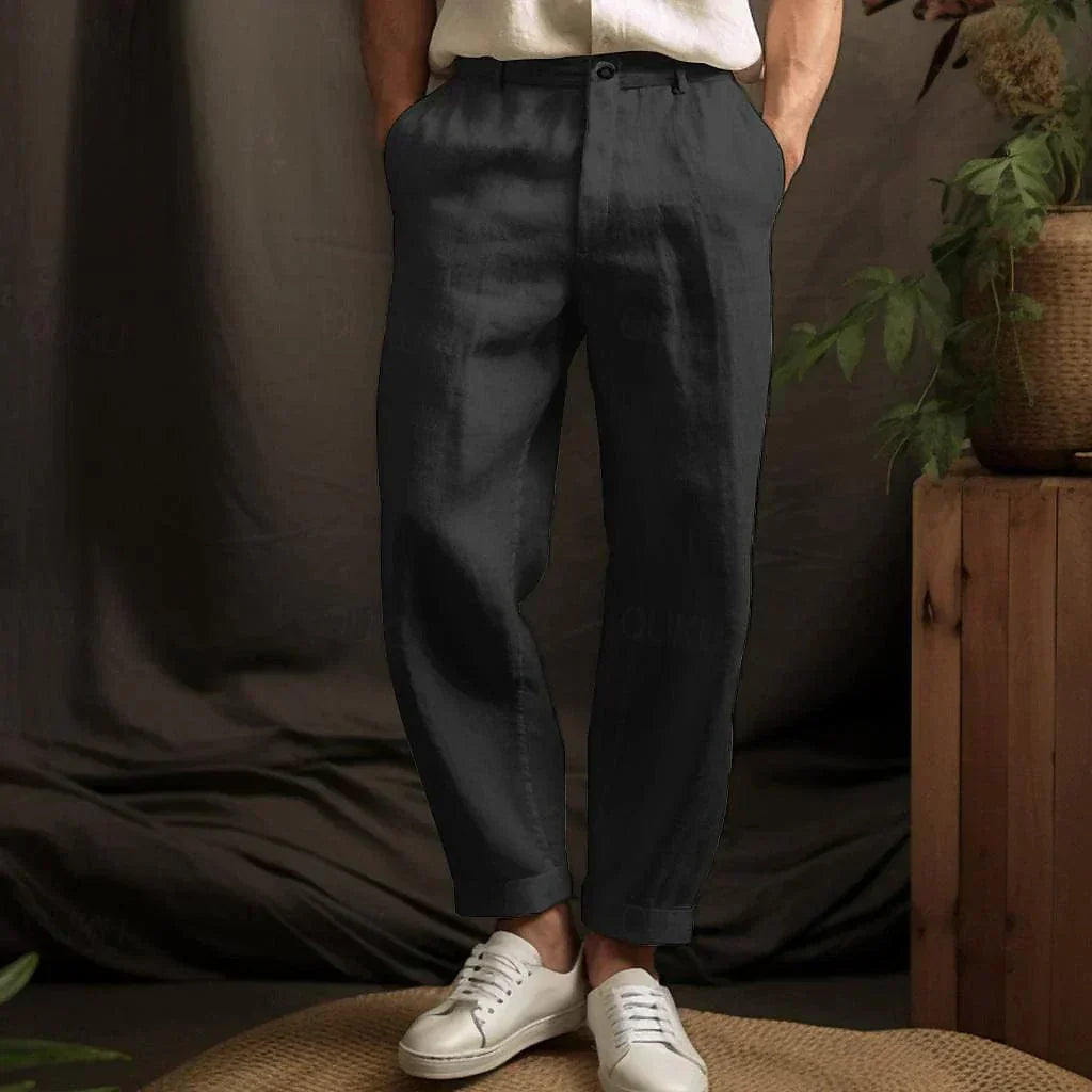 Casual Men's Linen Pants – Light Beige 2