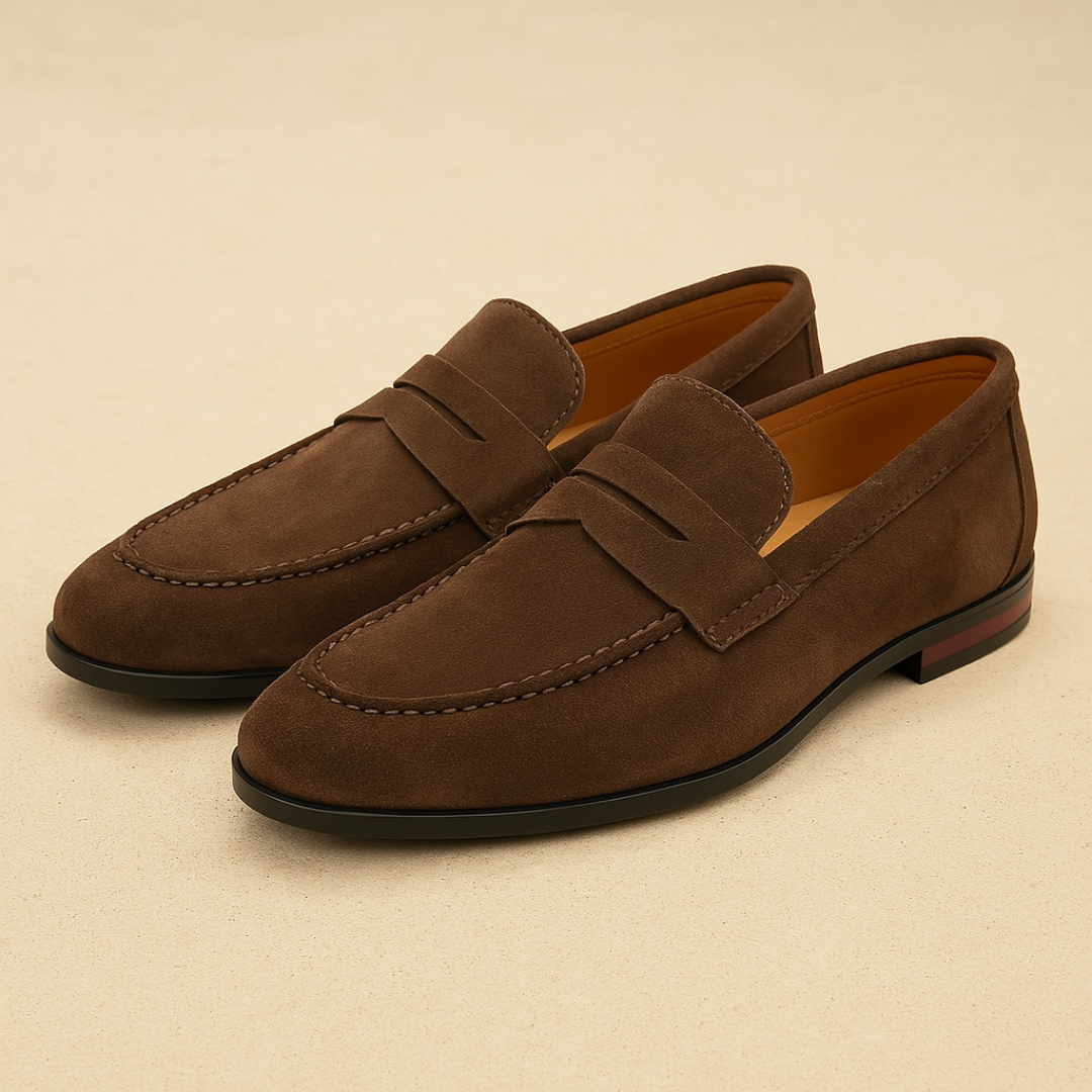 Casual – Mens Loafers – Suede – Brown 0