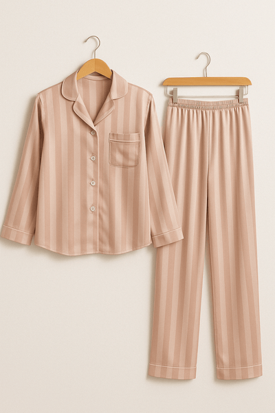 Christabel – Striped Pajama Set – Soft Cotton – Multi-Color 0