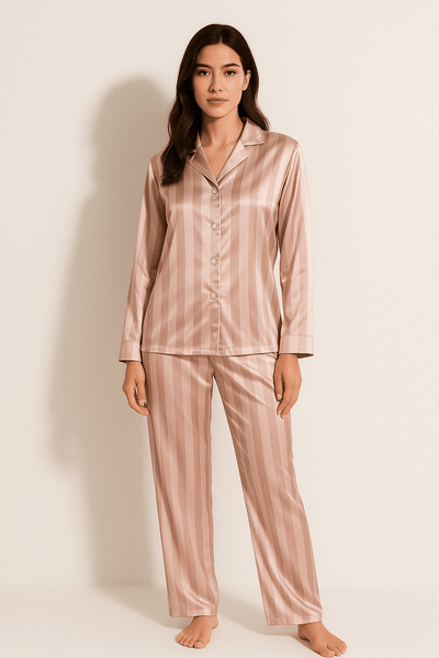 Christabel – Striped Pajama Set – Soft Cotton – Multi-Color 1