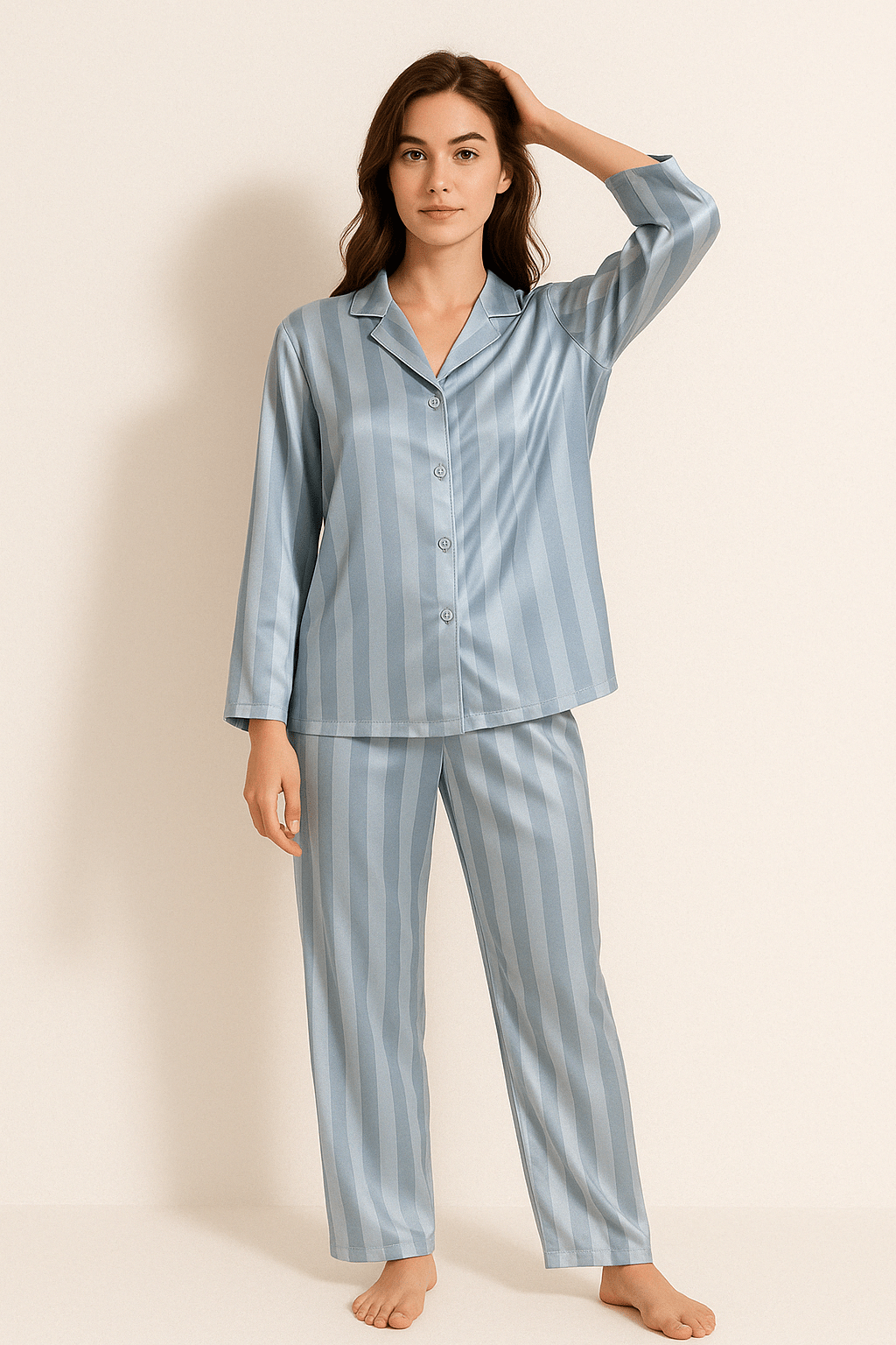 Christabel – Striped Pajama Set – Soft Cotton – Multi-Color 4