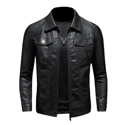 Classic Black Leather Biker Jacket – Men's Jacket – Premium Quality 0