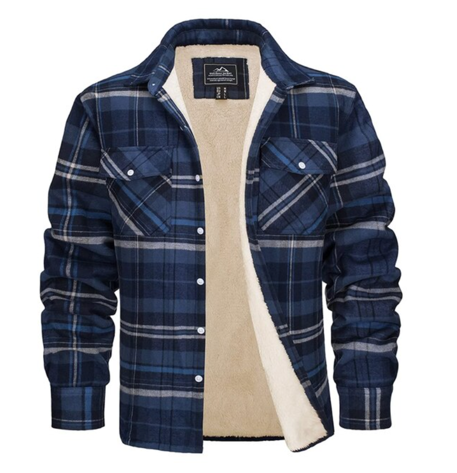 Classic Flannel Men's Jacket – Warm Plaid – Blue 6