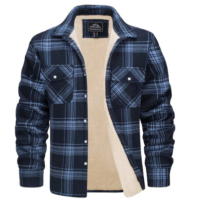 Classic Flannel Men's Jacket – Warm Plaid – Blue 9