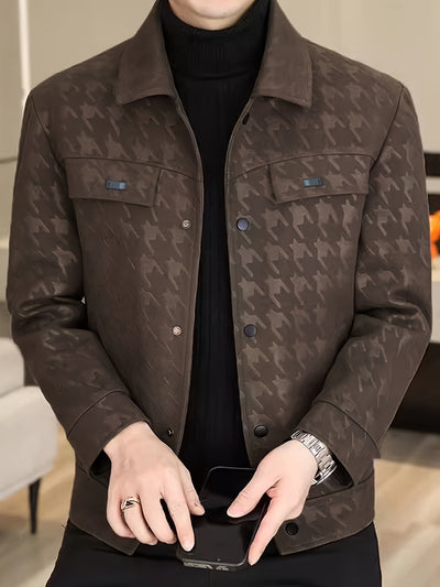 Classic Houndstooth Men's Jacket – Cotton Blend – Autumn/Winter 1