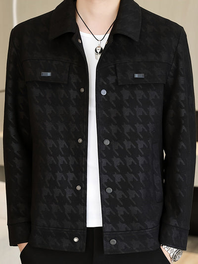 Classic Houndstooth Men's Jacket – Cotton Blend – Autumn/Winter 2