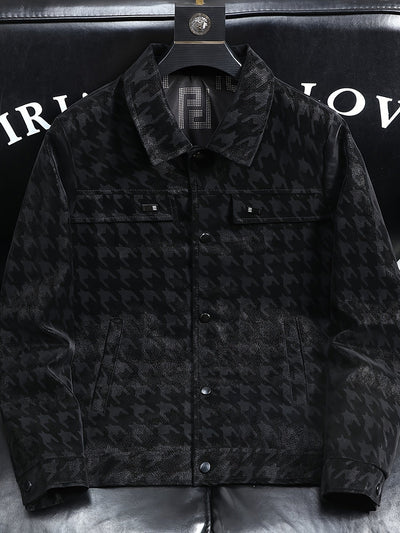 Classic Houndstooth Men's Jacket – Cotton Blend – Autumn/Winter 4