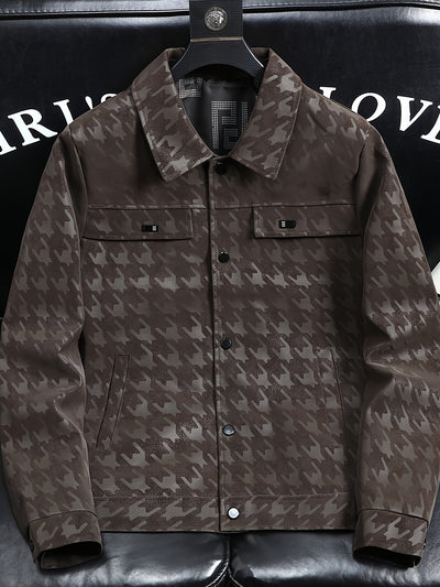 Classic Houndstooth Men's Jacket – Cotton Blend – Autumn/Winter 5