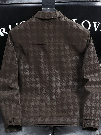 Classic Houndstooth Men's Jacket – Cotton Blend – Autumn/Winter 7