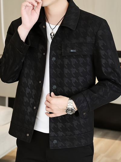 Classic Houndstooth Men's Jacket – Cotton Blend – Autumn/Winter 8