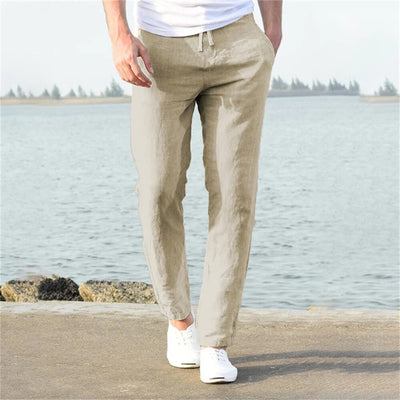 Classic Linen Trousers – Breathable Summer Pants – Light Beige 1