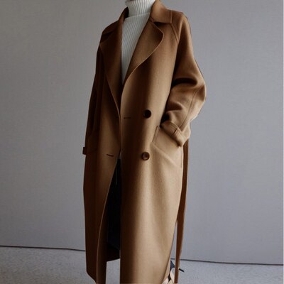 Classic Long Black Wool Coat – Warm Blend 0