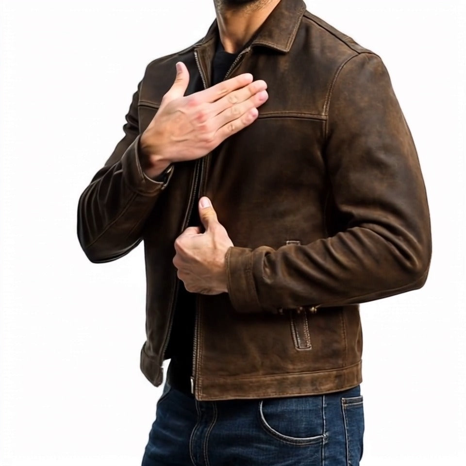 Classic Zipper – Men's Leather Jacket – Black 3
