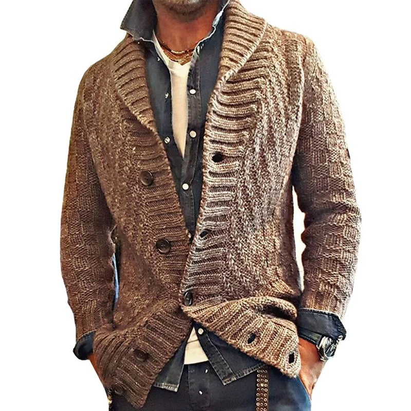 Conrad – Vintage Lapel Cardigan – Knit – Gray 1