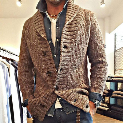 Conrad – Vintage Lapel Cardigan – Knit – Gray 3