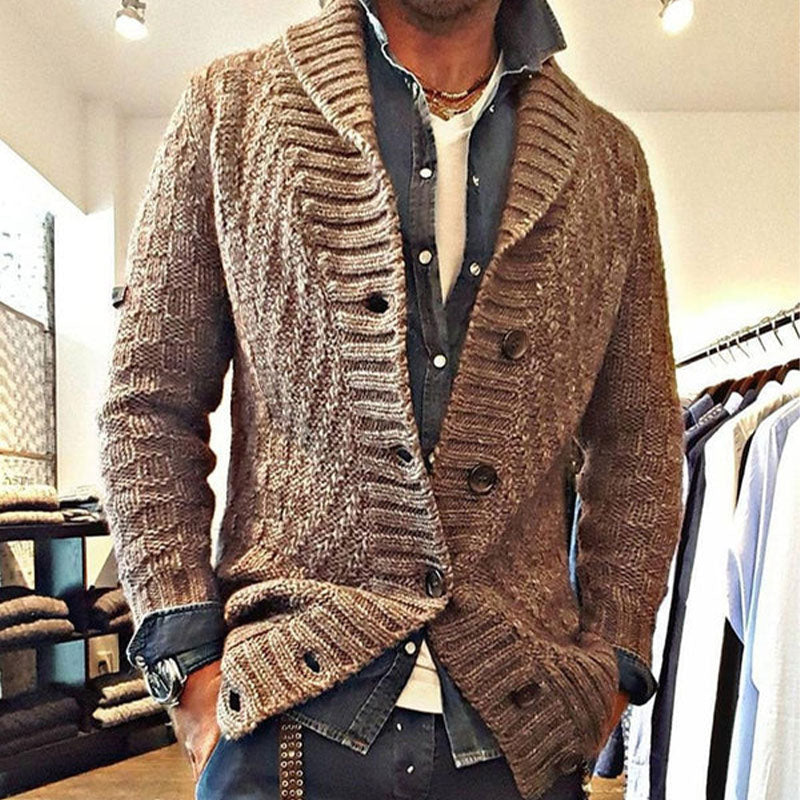 Conrad – Vintage Lapel Cardigan – Knit – Gray 4