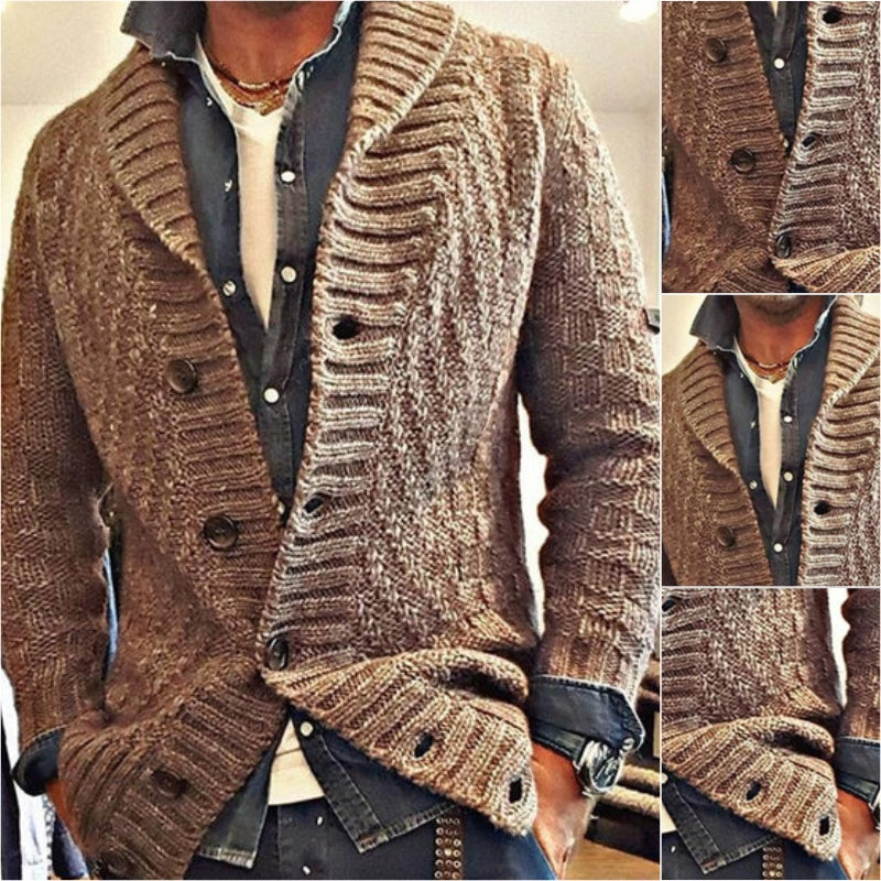 Conrad – Vintage Lapel Cardigan – Knit – Gray 6