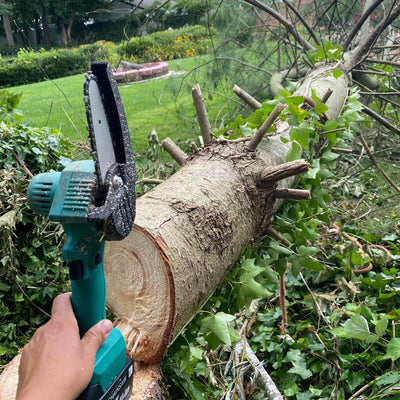 Cordless Electric Chainsaw – Lightweight & Powerful – Green – 6 Inch – GardenBrite 0