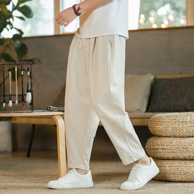 Cotton Wide Leg Trousers – Relaxed Fit – Beige 3