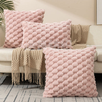 Cushion Cover – 3D Plush Texture – Cotton Blend – Cream White – Standard Size 0