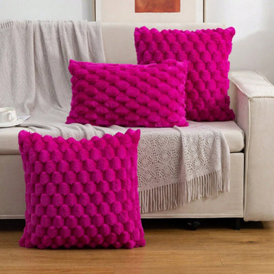 Cushion Cover – 3D Plush Texture – Cotton Blend – Cream White – Standard Size 10