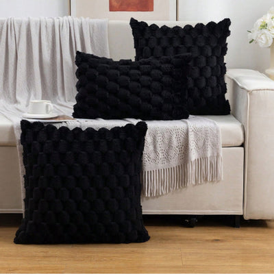 Cushion Cover – 3D Plush Texture – Cotton Blend – Cream White – Standard Size 6