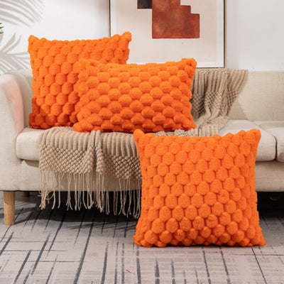 Cushion Cover – 3D Plush Texture – Cotton Blend – Cream White – Standard Size 7