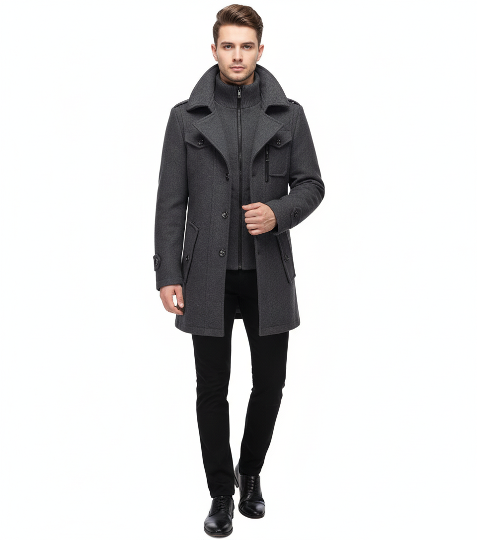 Daan – Wool-Polyester Winter Coat – Black 5