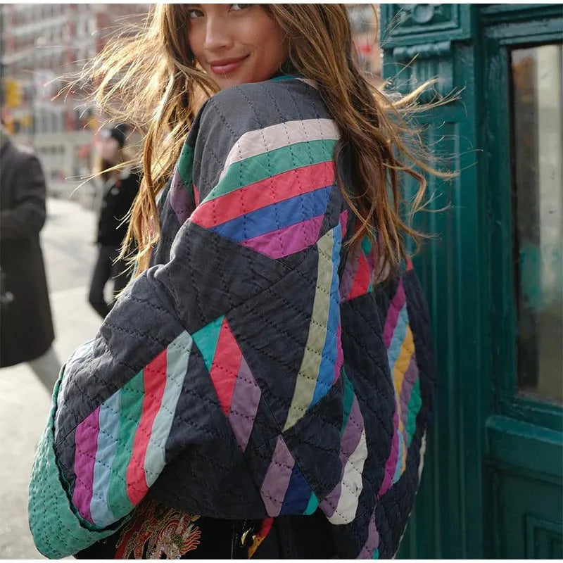 Daria – Vintage Women's Jacket – Warm Fabric – Printed Design 1