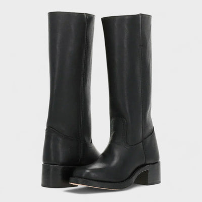 EVIE – Black Riding Boots – Knee-High – Synthetic Leather 1