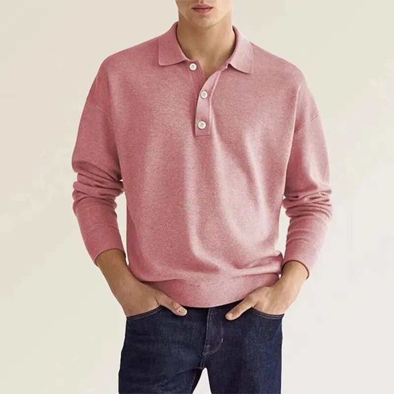 Elias – Long Sleeve Polo Shirt – Soft Fabric – Navy 3