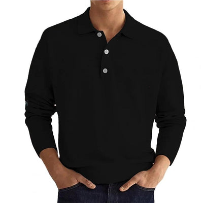 Elias – Long Sleeve Polo Shirt – Soft Fabric – Navy 6